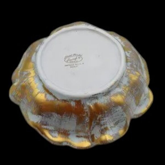 Vintage MCM Stangl Hand Painted Antique Gold Art Pottery Floral Bowl - Picture 7 of 10